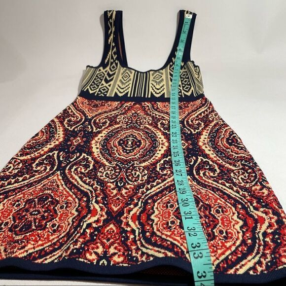 Jealous Tomato knit cream, navy, red patterned  bodycon dress in small - Picture 6 of 12